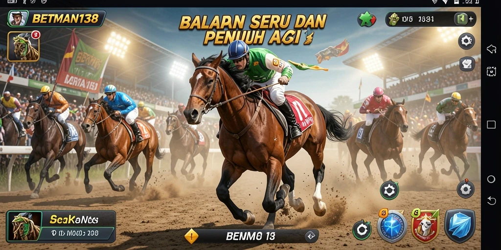 Tampilan utama gameplay <strong>BETMAN138</strong> yang penuh aksi balapan seru.