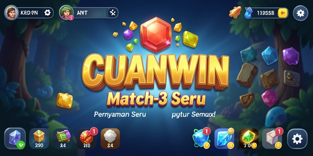 Screenshot gameplay CUANWIN menampilkan keseruan mencocokkan item Match-3.