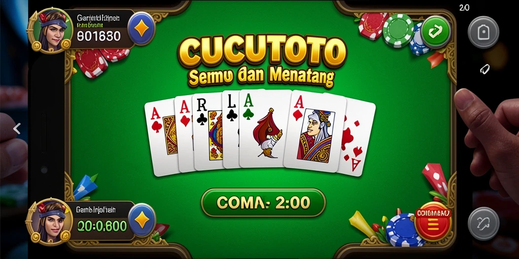 Tampilan gameplay seru dalam CUCUTOTO menunjukkan keseruan bermain Domino.