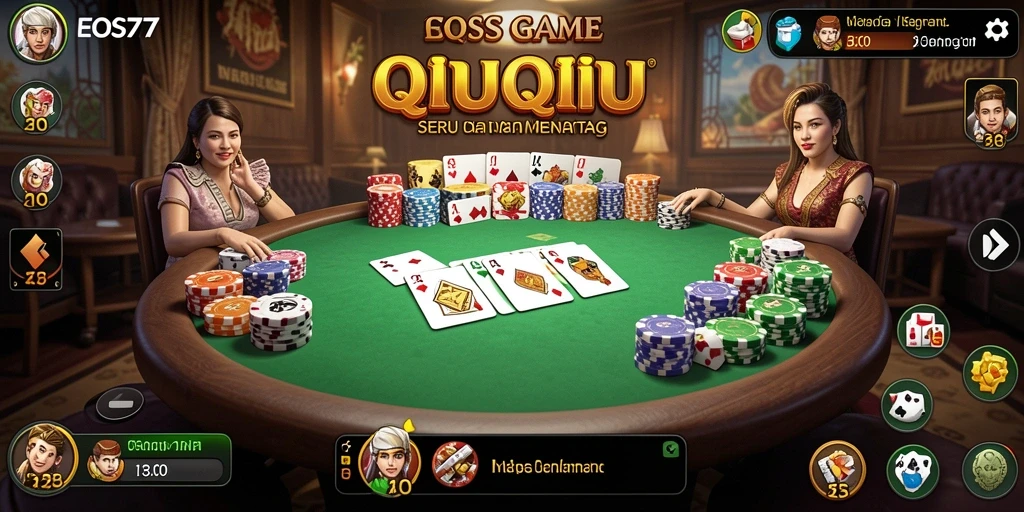 Screenshot gameplay EOS77 yang menggambarkan keseruan QiuQiu.
