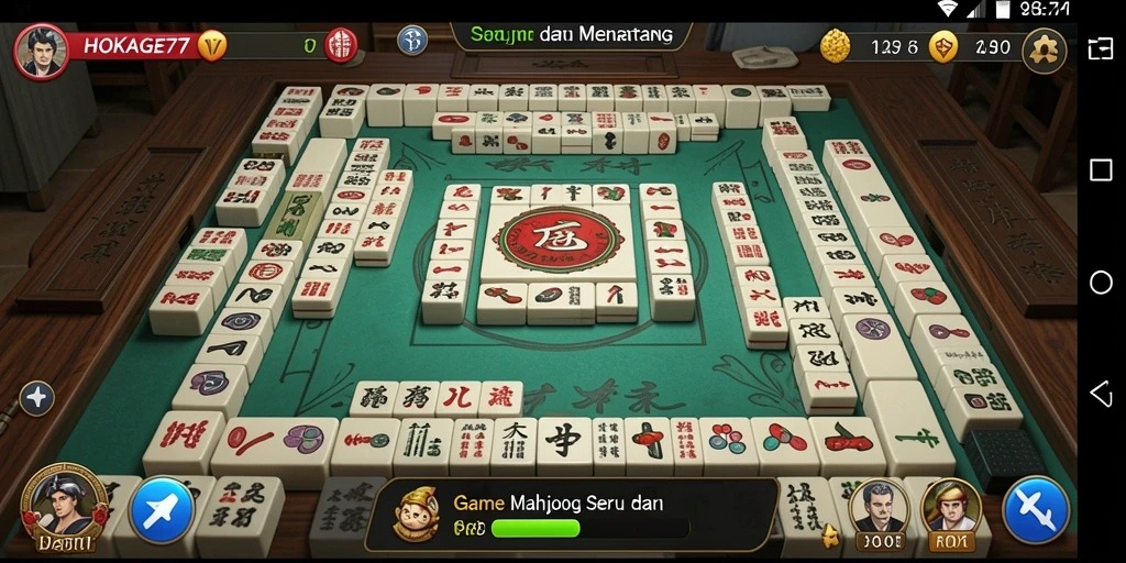 Tampilan gameplay Mahjong HOKAGE77 yang seru dan menarik.