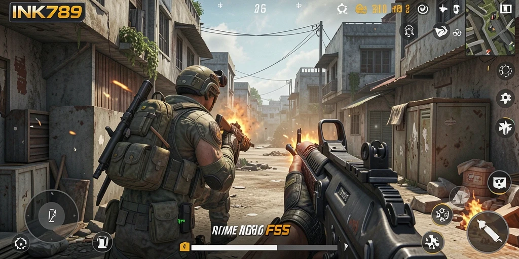 Tampilan gameplay mendebarkan dari game FPS INK789.
