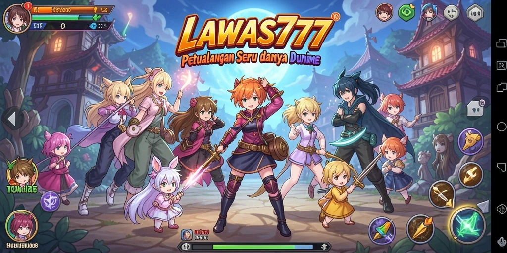 Screenshot utama LAWAS777 menampilkan karakter anime dalam aksi yang mendebarkan.