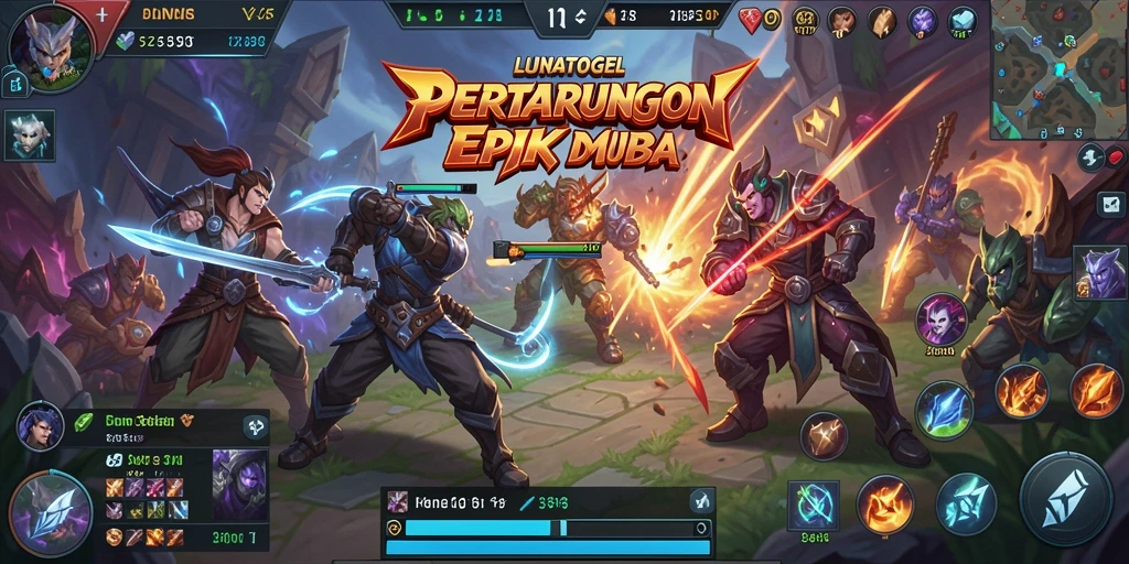 Tampilan gameplay seru dari LUNATOGEL dalam pertempuran MOBA.