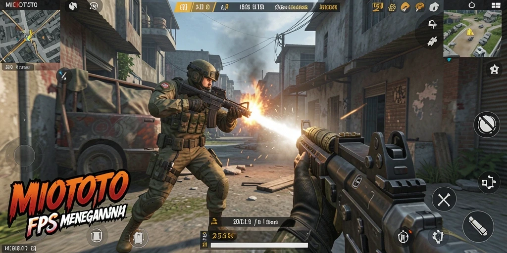 Screenshot MIOTOTO menampilkan aksi seru dalam gameplay FPS.
