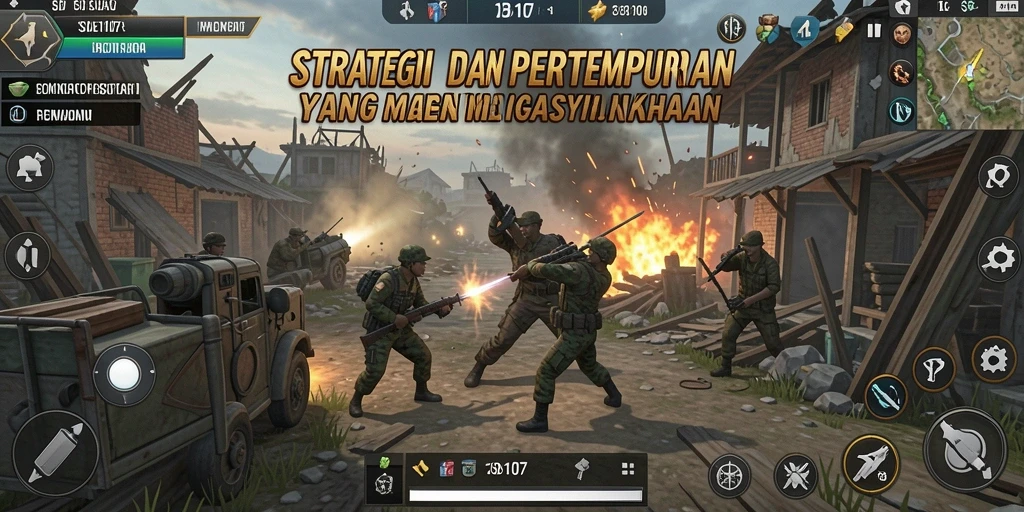 Screenshot gameplay menarik dari SD107 yang menunjukkan strategi pertempuran.