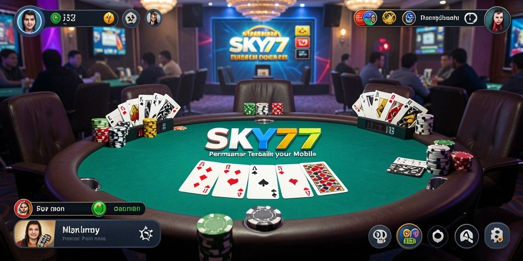 Tampilan gameplay seru dalam <strong>SKY77</strong> menampilkan pemain yang berkompetisi di meja Poker.