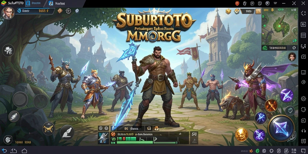 Screenshot dari gameplay <strong>SUBURTOTO</strong> yang menampilkan pertarungan epik dalam dunia MMORPG.